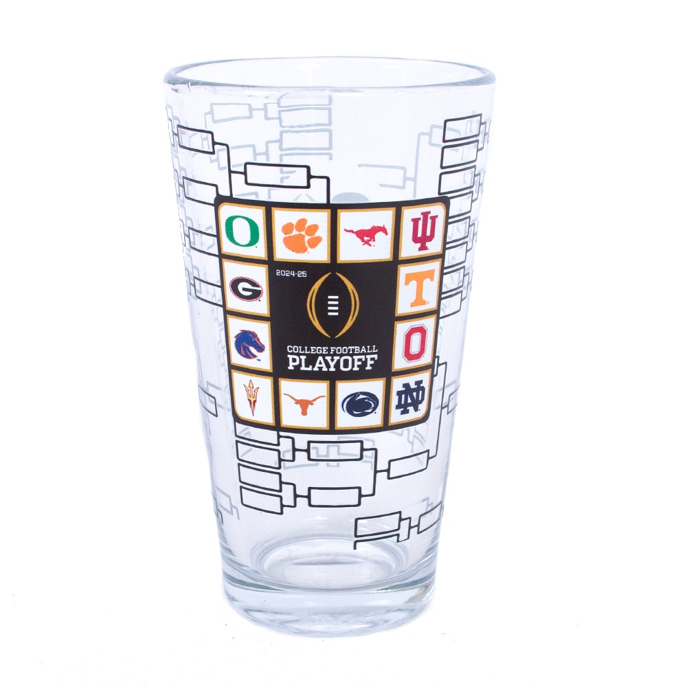 Playoffs, Logo Brand, Shots & Pints, Glass, Home & Auto, Football, Post Season, 2025 College Football, 12 Team logos, 16 ounce, 918382